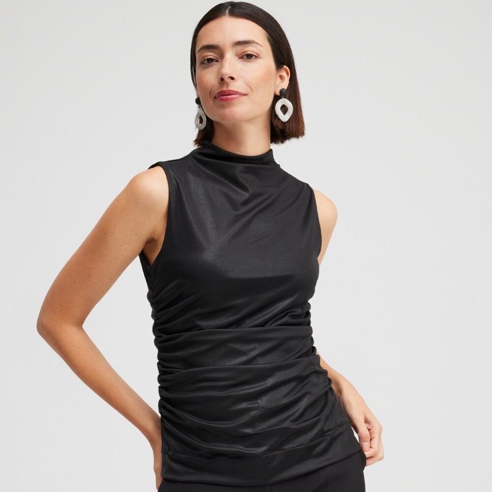 Chico's Black Label Gathered Knit Top - EUC